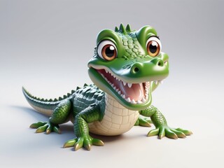 Obraz premium cute 3d baby crocodile isolated on white background.