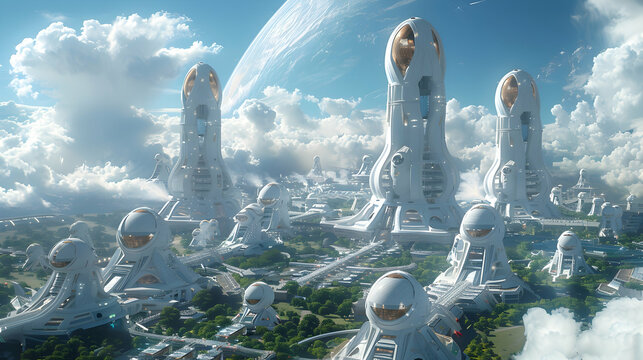  A futuristic solar planet with massive spaceports and interstellar travel systems