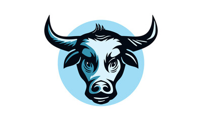 great bull head logo, silhouette of strong bull angry face vector illustrations