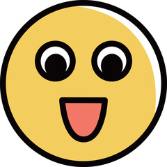 Expressive emoji icon looking down and smiling. Vector illustration isolated on a white background.