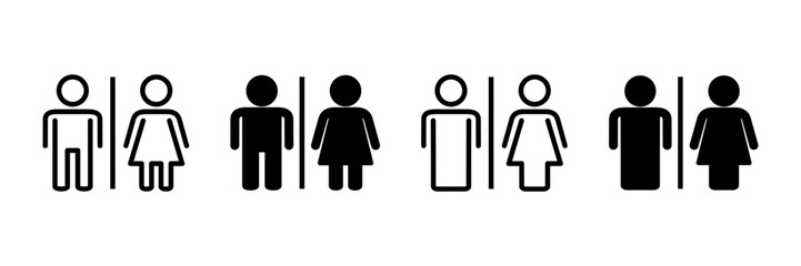 Toilet icon vector isolated on white background. Toilet sign. Man and woman restroom sign vector. Male and female icon