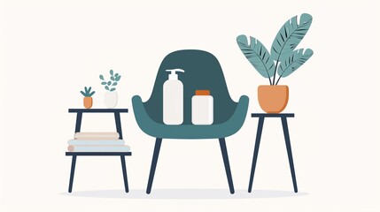 Non-toxic, durable products in modern home decor, highlighting the implementation of long-lasting and safe materials for a healthy living environment, flat design illustration
