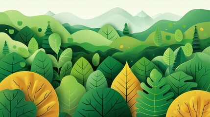 Visualization of biological reserves utilization, intricate web of life in a biodiverse environment, showcasing balance and sustainability, flat design illustration