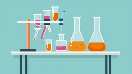 Utilization of advanced tools in a scientific research lab, demonstrating practical application and employment in cutting-edge experiments, flat design illustration