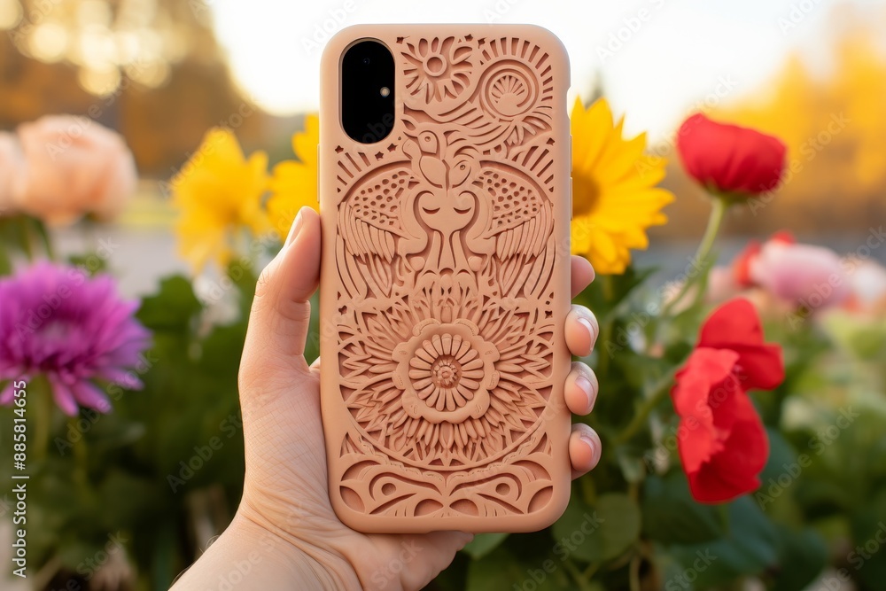 Poster customized phone case production by cnc machine showcasing intricate design for personalization