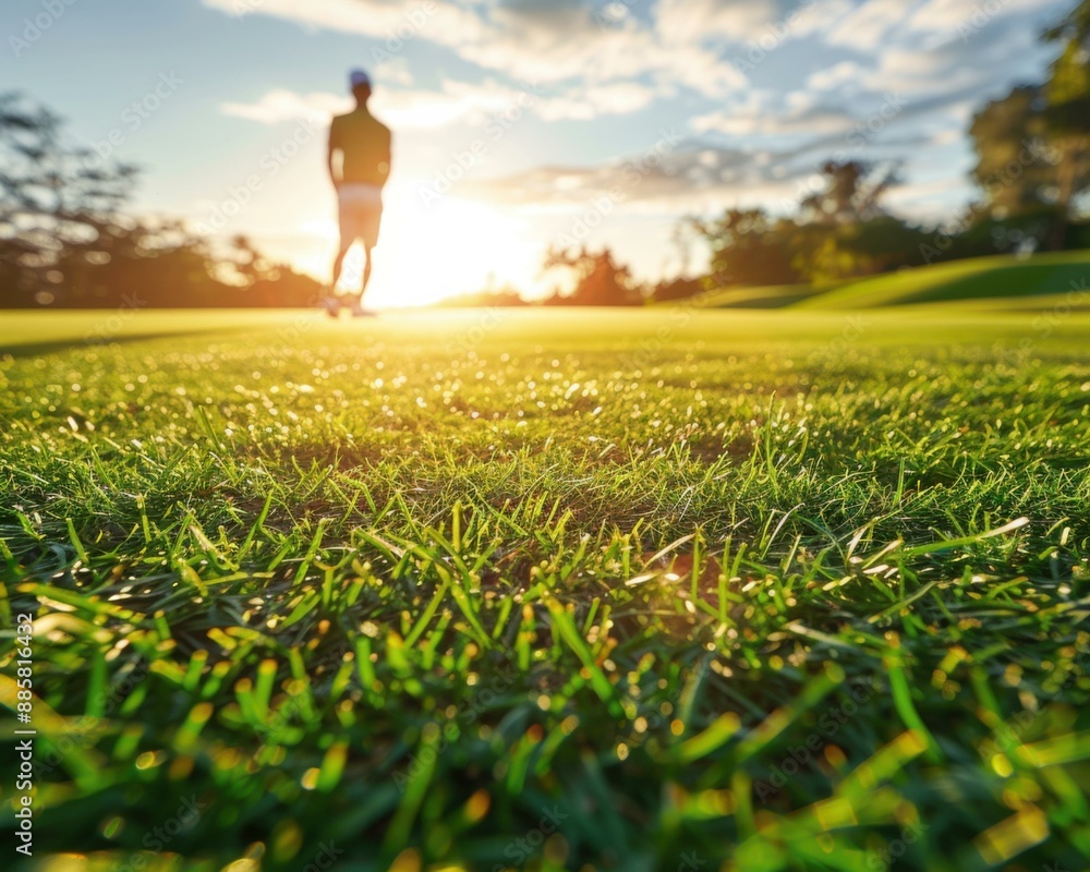 Sticker A golfer is teeing off on a golf course. AI.