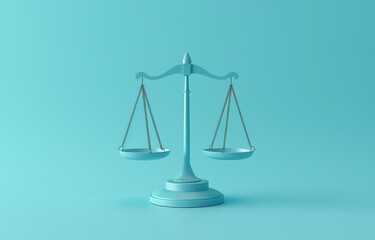 Scales of Justice on Blue Background. Minimalist Law and Justice Concept.