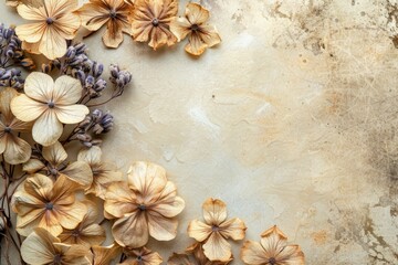 A decorative display of dried flowers placed on a table