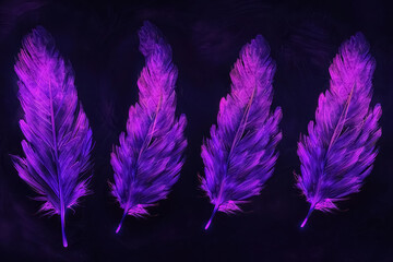 Obraz premium Vibrant Purple Feathers on Dark Background