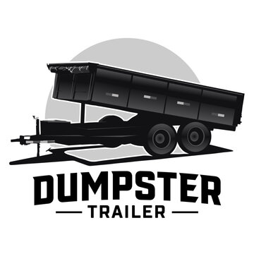 Dumpster Trailer Logo Design Vector Illustration Dump Trailer Clip Art