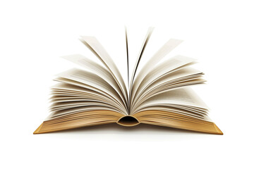 Fototapeta premium Open book, flipping pages. Side view, isolated on white background