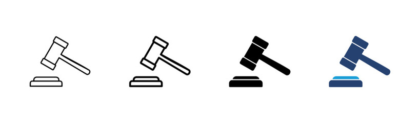 Gavel icon set. judge gavel icon vector. law icon vector. auction hammer