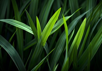 Obraz premium Abstract Green Grass Blades Macro Photography