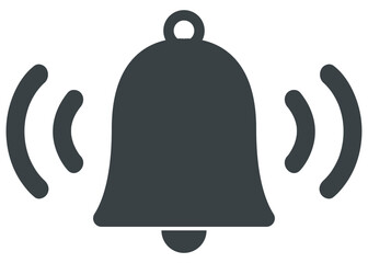 Ringing bell notification alert vector icon isolated on white background.