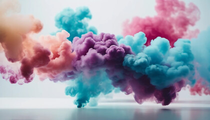 Fototapeta premium Blue, purple and red smoke, creativity concept, ai