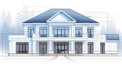 Detailed blueprint with elegant, repeating motifs, illustrating a blend of classic and modern design principles in a sophisticated architectural plan