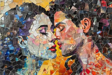 Mosaic Portrait of a Couple in Love