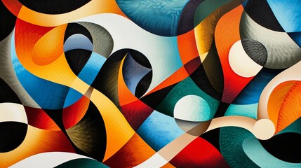 Non-representational abstract piece, blending geometric patterns and organic forms, a symbolic representation of balance and chaos