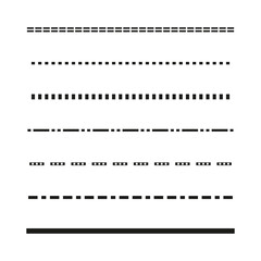 Dotted line set. Various dot patterns. Black on white. Vector illustration.