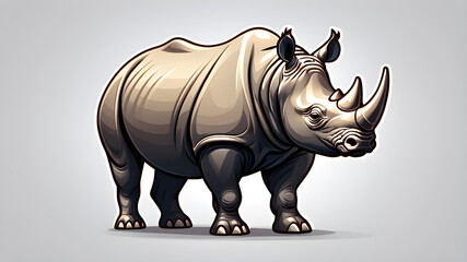 Obraz premium Javan Rhino logo icon on white background. Generative AI