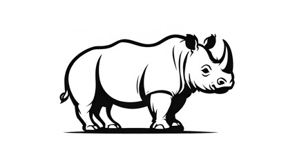 Obraz premium Javan Rhino logo icon on white background. Generative AI