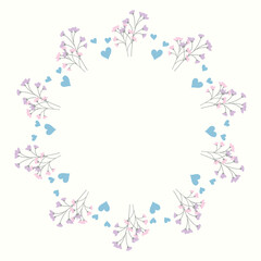 Cute kawaii floral wreath frame border for invitation card