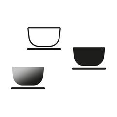 Simple bowl icons. Varied shading styles. Minimalist design. Vector illustration.