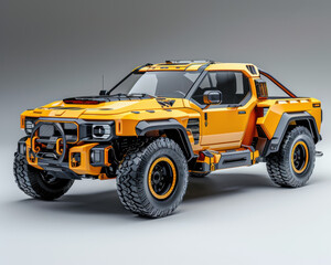Futuristic Electric Pickup Truck: High-Quality 3D Render with Bold Design, Cargo Bed, Off-Road Capabilities