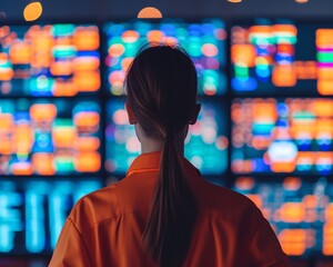 Silhouette of a person overseeing logistics with AI algorithms, Silhouette technology logistics manager automation, Algorithmic logistics