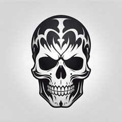 Skeleton skull logo icon on white background. Generative AI