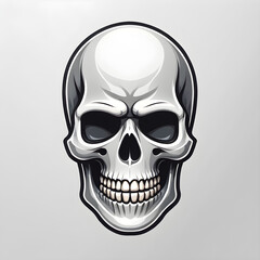 Fototapeta premium Skeleton skull logo icon on white background. Generative AI