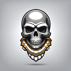 Fototapeta premium Skeleton skull logo icon on white background. Generative AI