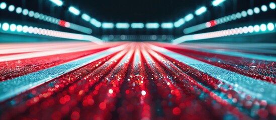 Abstract futuristic highway with red and blue lights, representing speed, technology, and innovation. Perfect for tech-related projects.