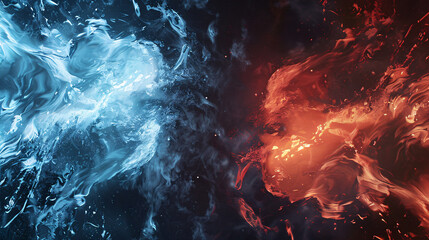 Clash of ice and fire symbolizing battle of good vs evil
