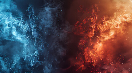 Clash of Ice and Fire Visual metaphor of ice and fire battling, symbolizing passion and introspection