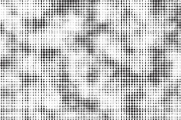 Abstract halftone gradient background. Dotted concentric texture with fading effect. Black and white circle shade wallpaper. Grunge rough vector. Monochrome backdrop