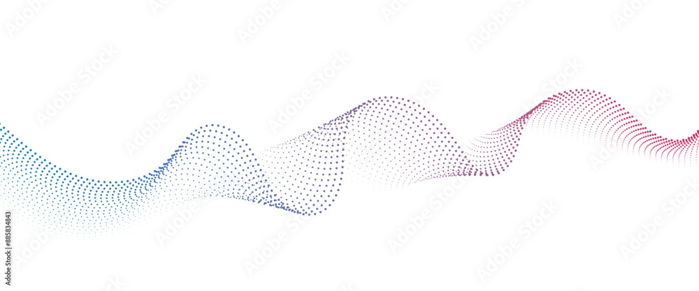 Poster flowing dot wave halftone gradient pattern on transparent background