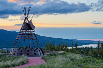 Teepee Sculpture At Sunset