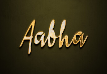 Old gold text effect of Hindi name Aabha with 3D glossy style Mockup.