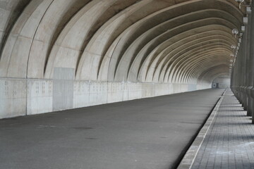 Hokkaido,Japan - July 9, 2024: Walking Under Wakkanai Port North Breakwater Dome in Wakkanai, Hokkaido, Japan