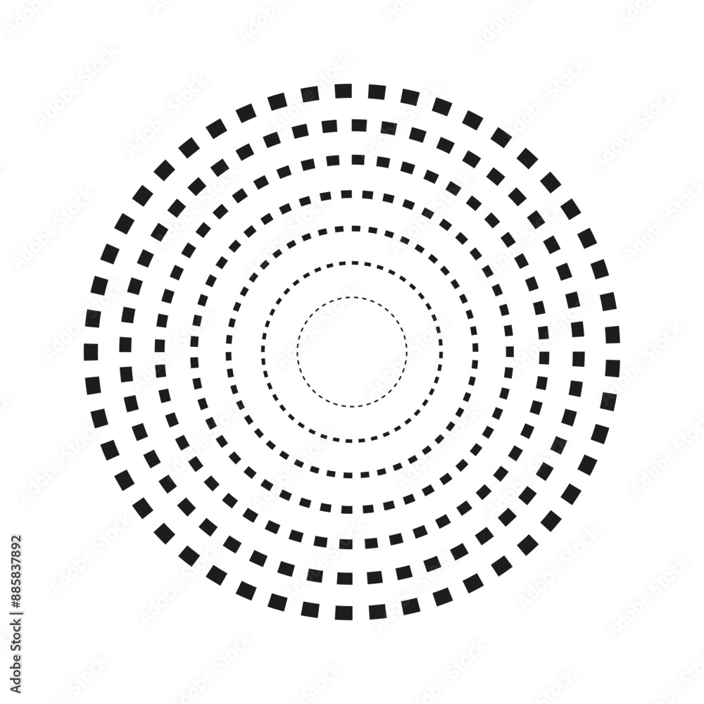 Poster circular dotted pattern. geometric concentric circles. black and white vector. minimalist abstract d