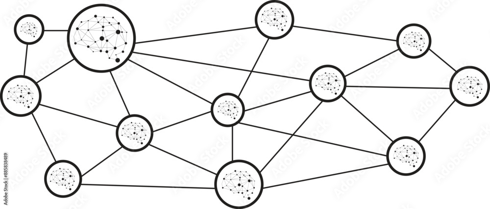 Poster social network concept. artificial intelligence network connection isolated on transparent backgroun