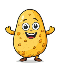 Obraz premium Cute Cartoon Potato Vegetable Food Character Isolated on a Transparent Background 