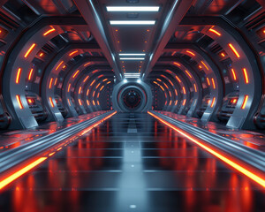 Futuristic Blank Presentation Podium in High-Tech Studio for Modern Product Showcase