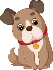 Dog sits patiently, eyes alert and tail wagging