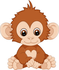 Obraz premium The cute baby monkey sits quietly, observing its surroundings with curiosity