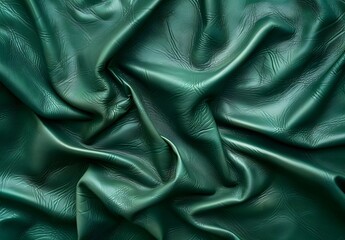 Fototapeta premium Green Leather Texture Background - Smooth, Wrinkle-Free