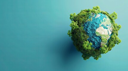 Fototapeta premium World Ozone Day Background: Eco Concept with Green Planet and Trees
