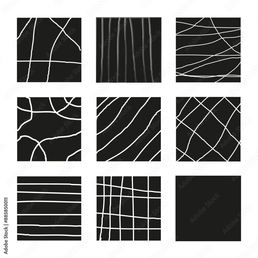 Aufkleber abstract line patterns. monochrome grid design. black background. vector texture. minimalist aesthet