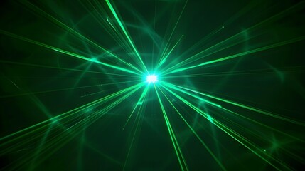 Green Laser Beam Burst on Black Background